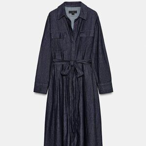 NWT Belted Denim Midi Dress, M